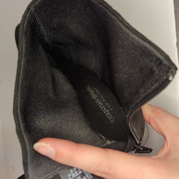 Christian Siriano Black Suede Booties With Metallic Block Heel- Women's Size 7.5 - Picture 11 of 13